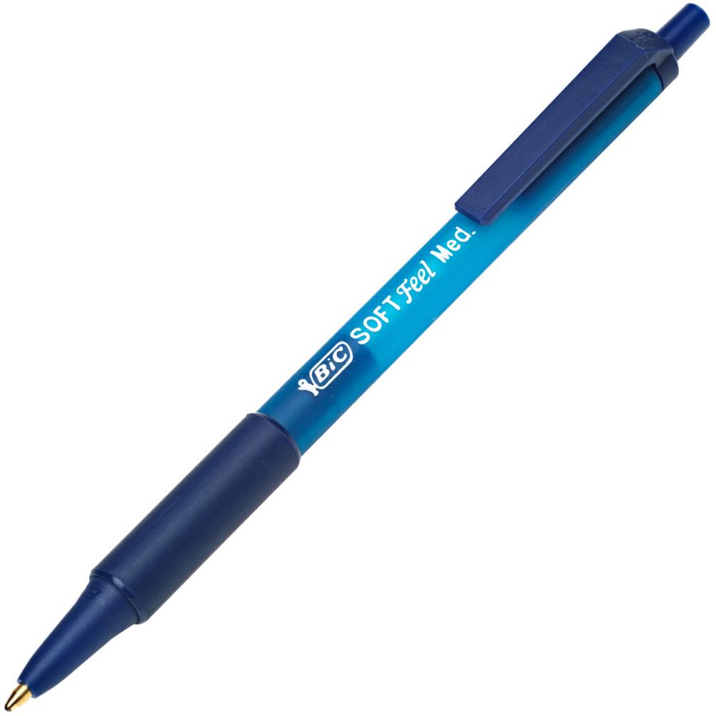Stylo  bille Bic Soft Feel Clic - pointe moyenne rtractable - encre bleue - corps caoutchouc anti-fatigue