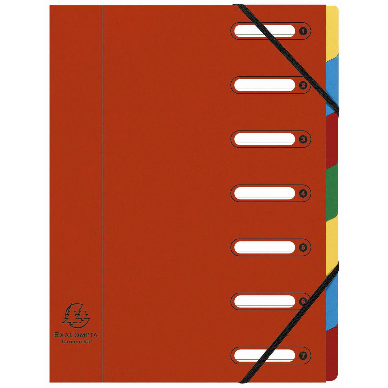 Trieur  lastique Exacompta Nature Future Harmonika Multipart A4 avec dos extensible  soufflets et fentres prdcoupes - 7 compartiments - 240 x 320 mm - carte lustre - rouge