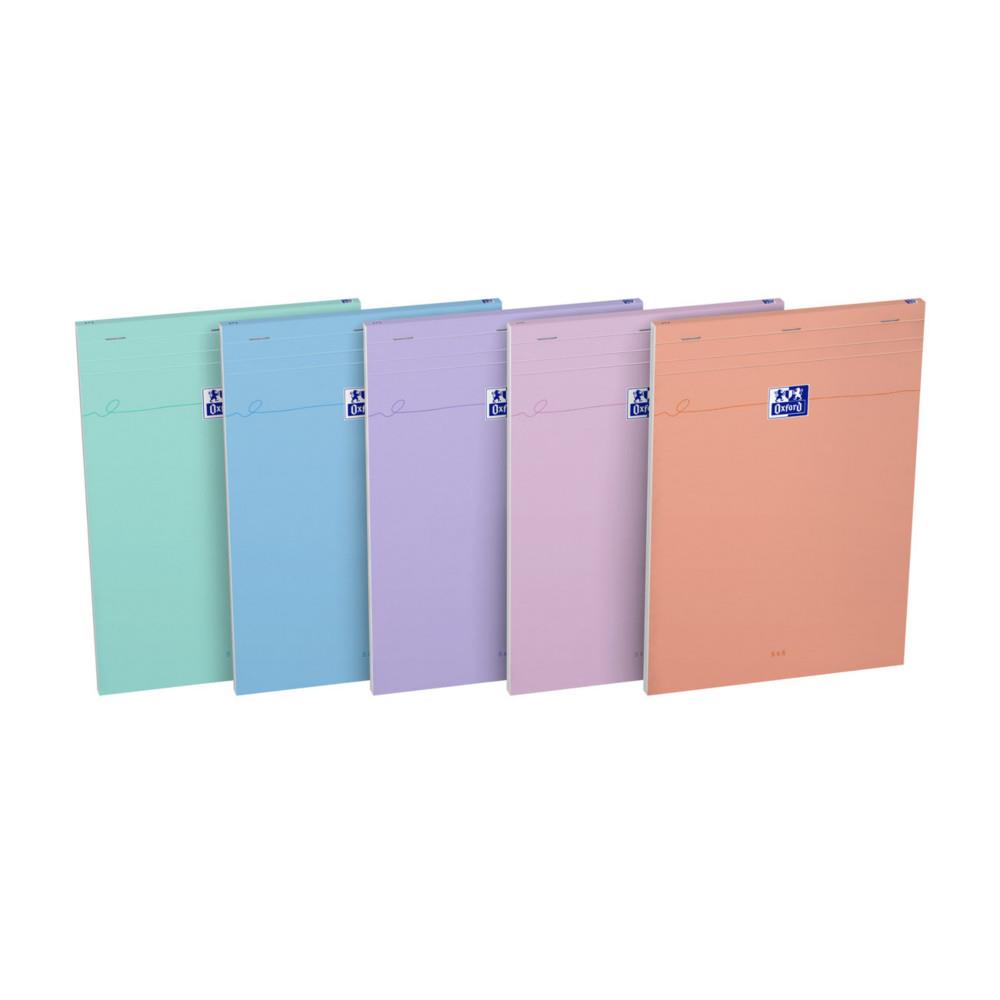 Bloc notes Oxford Smart A4 21 x 29,7 cm - 80/90g - Petits carreaux 5x5 - 160 pages - Assortis pastel