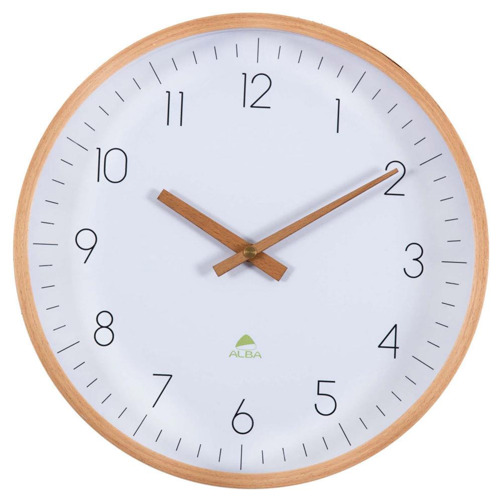 Horloge murale Alba Madera en bois - Diamtre 30 cm - Blanc