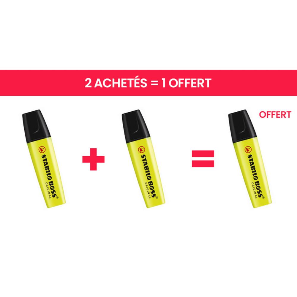 Surligneur BOSS ORIGINAL Stabilo pointe Stabilo biseaut�e 2 et 5 mm - Jaune fluo - Offre 2 achet�s = 1 offert