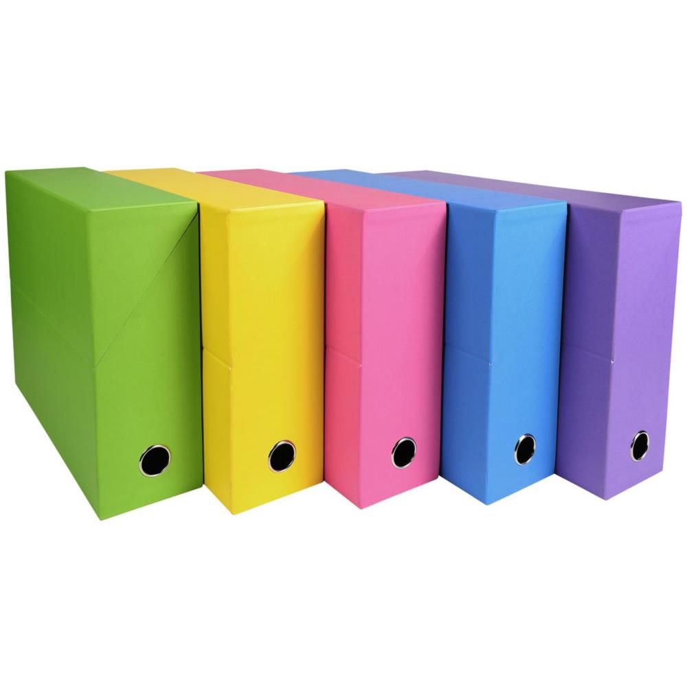 Boite de transfert Exacompta Salsa - carton recouvert papier - dos 9 cm - coloris assortis vifs