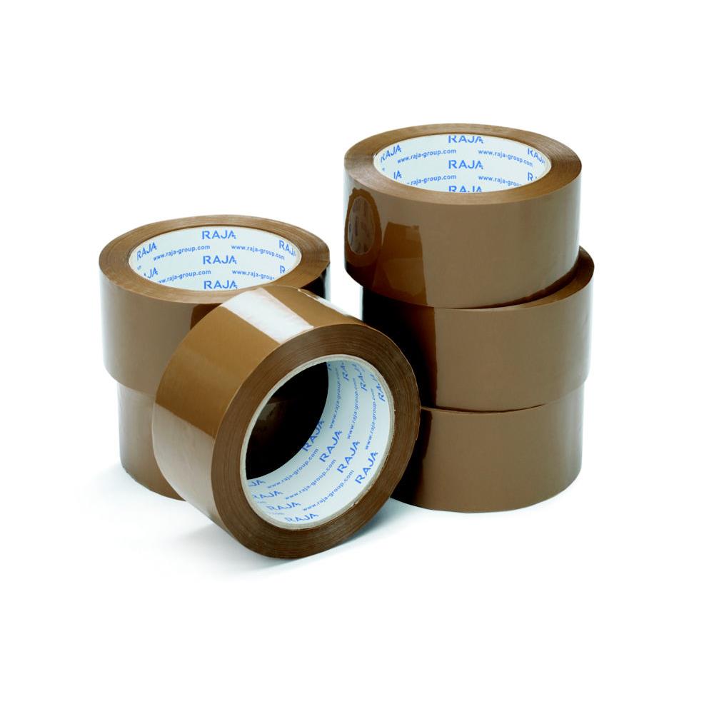 Ruban adhsif d'emballage rsistant en RAJA - polypropylne silencieux 35 microns 50 mm x 66 m - Havane  - lot de 36
