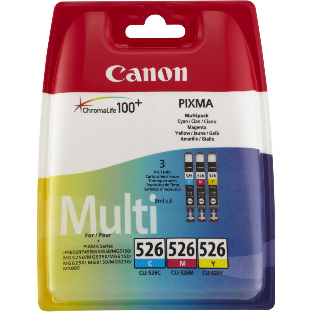Cartouches pour imprimantes - Canon multipack de cartouches d'encre couleur cli-526 c/m/y