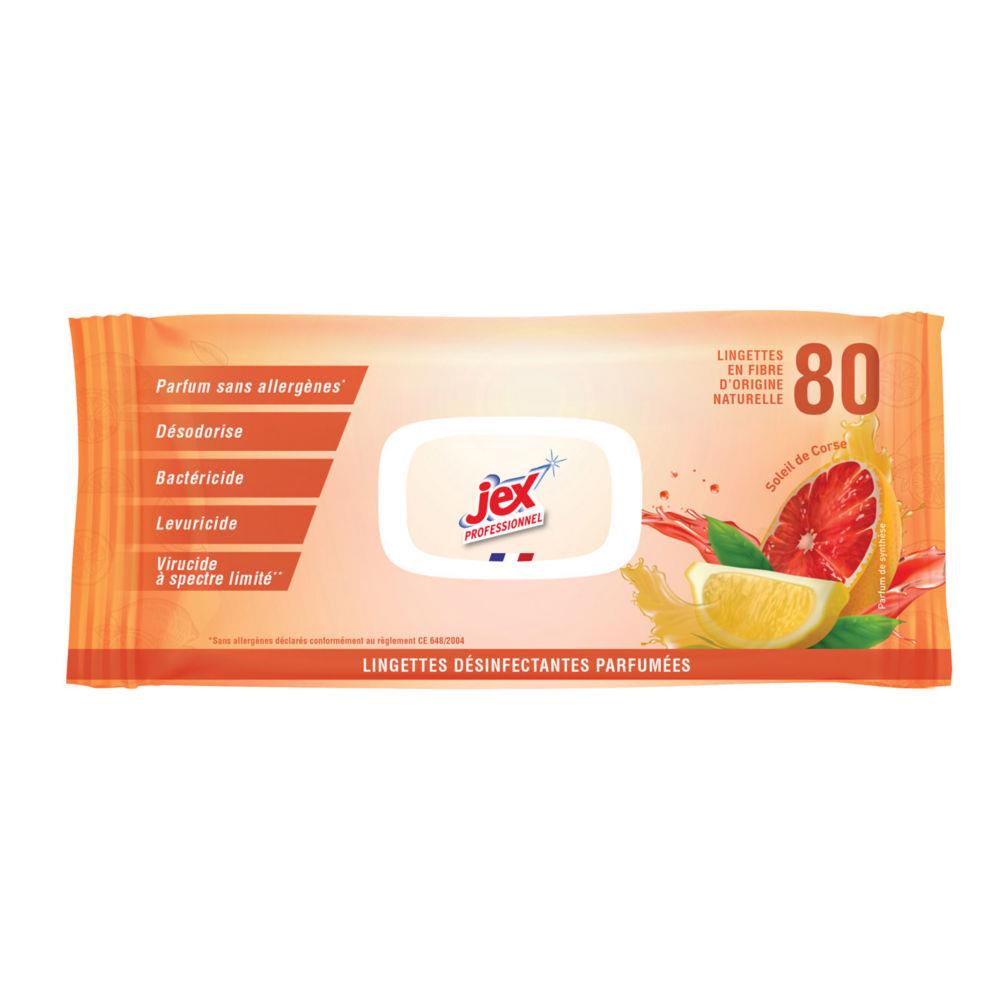 Lingettes nettoyantes dsinfectantes Jex Professionnel - Soleil de Corse - Paquet de 80
