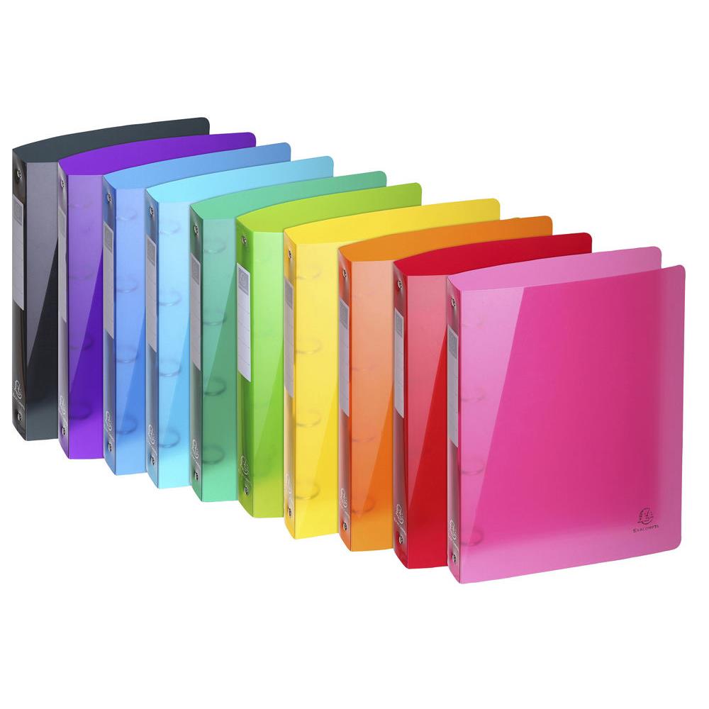 Classeur 4 anneaux Exacompta Iderama - polypro souple 7/10 brillant - dos 4 cm - coloris assortis