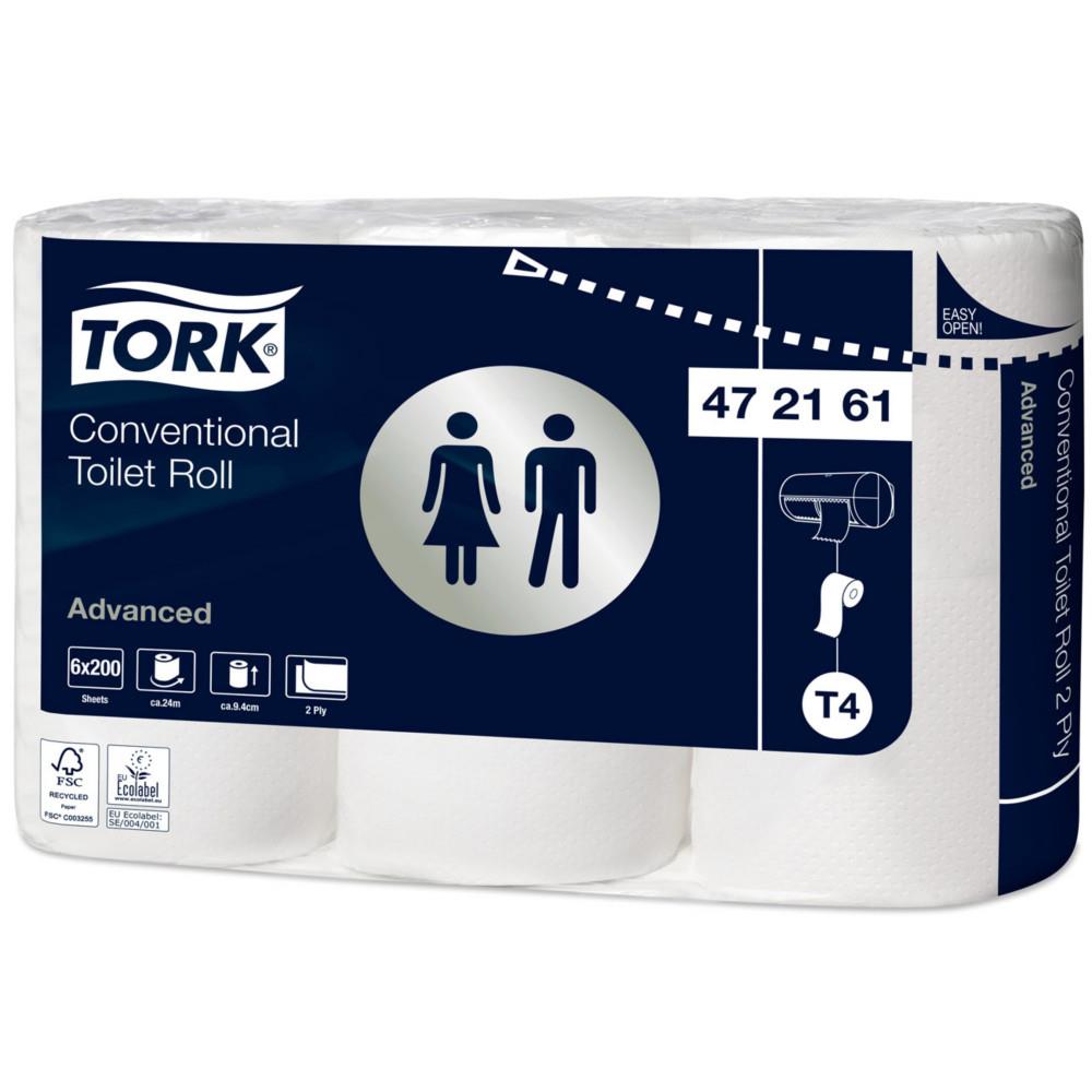 Papier toilette Tork double �paisseur Advanced T4 blanc - 472161 - Lot de 6 rouleaux de 200 feuilles