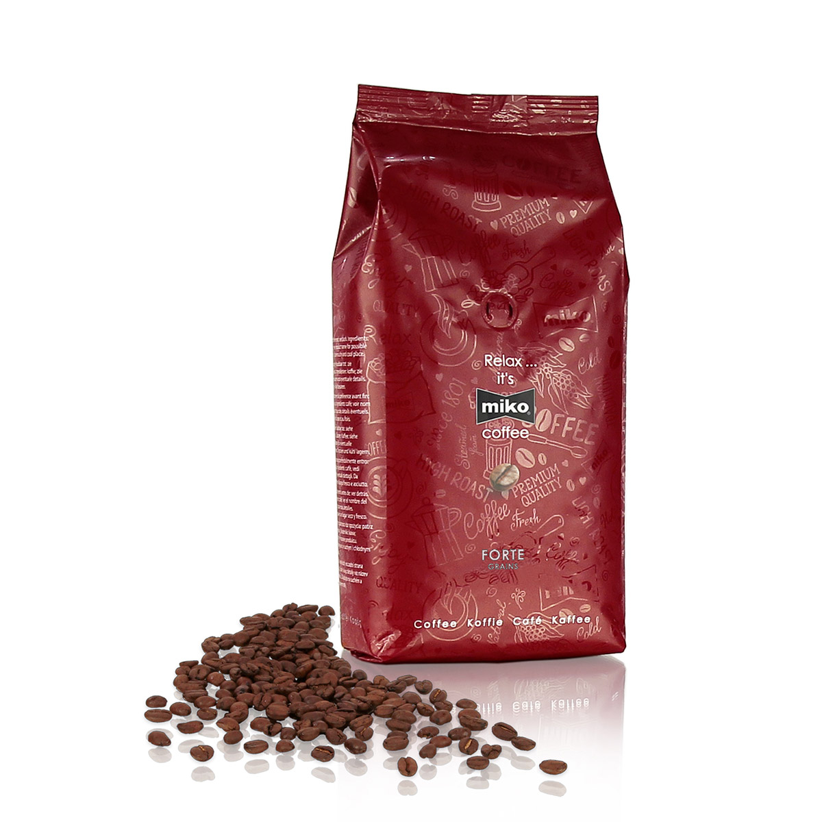 Caf Miko Expresso en grains Forte - 70% Arabica 30% Robusta - paquet d'1 Kg