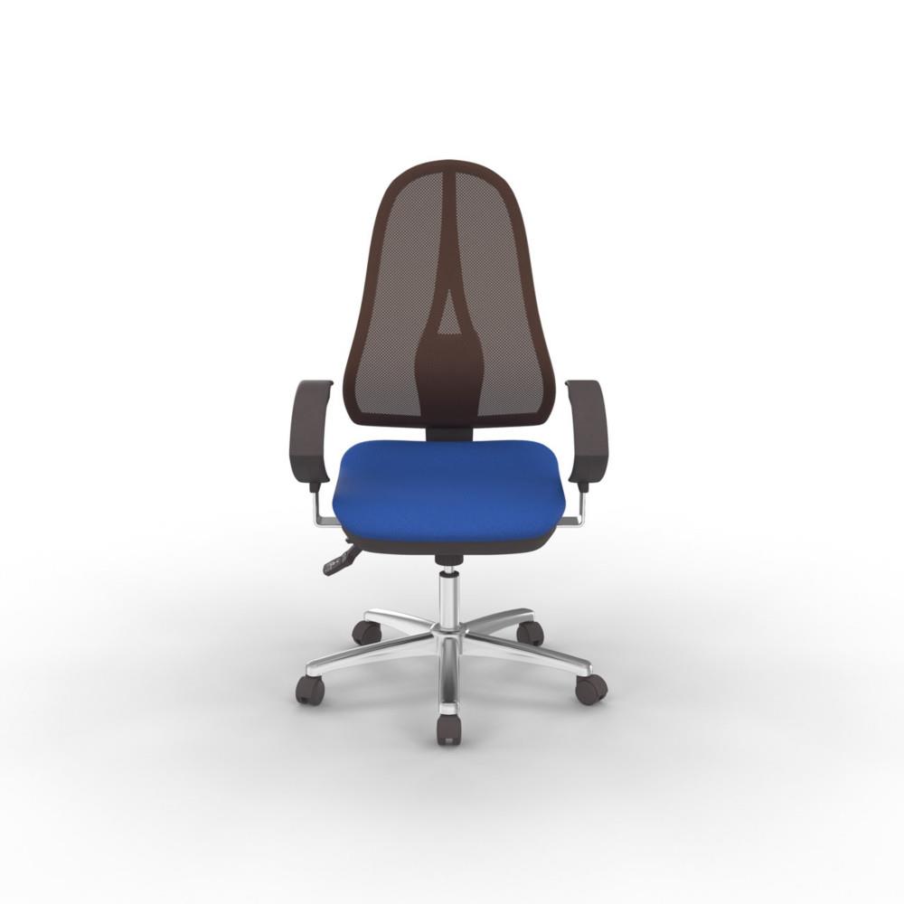 Sige de bureau Sam Point Deluxe - maille filet - dossier noir - assise bleue