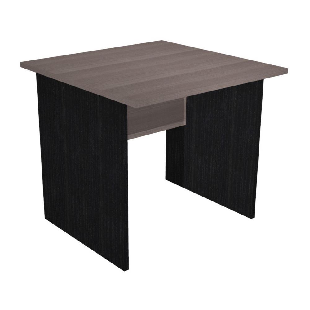 Bureau droit Pulse Tendance - L80 x P80 cm - plateau cendre - pieds pleins noir