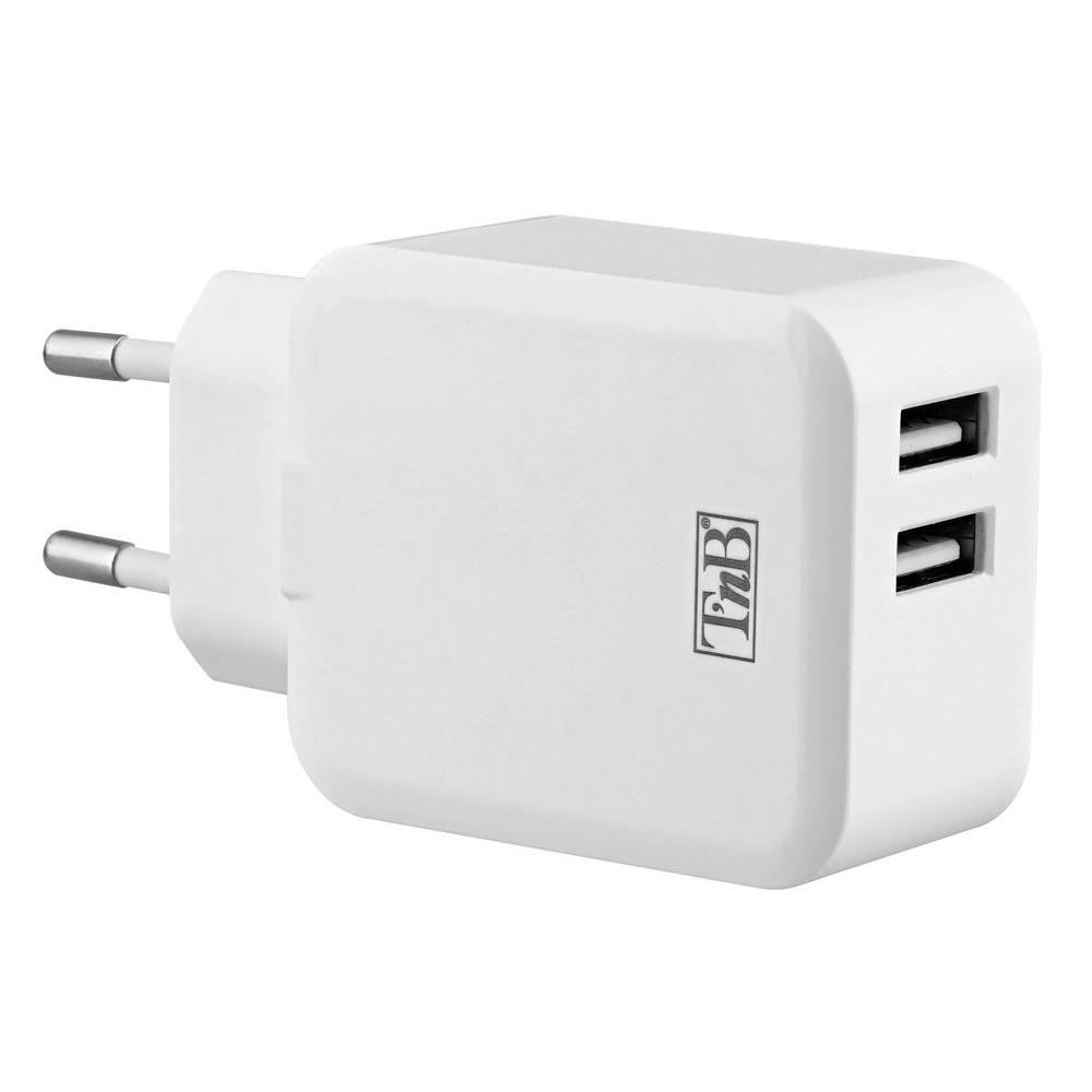 Chargeur secteur 2 ports USB-A TNB - Blanc