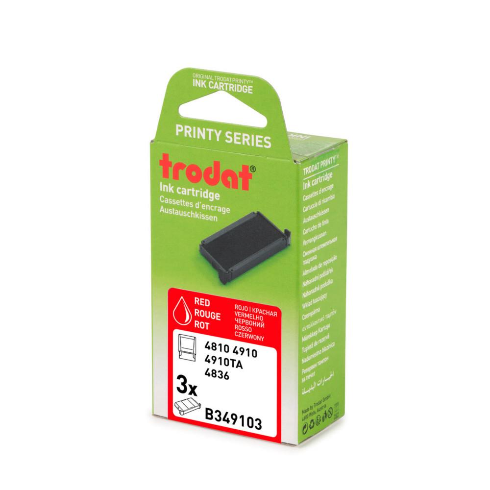Cassette d'encre Trodat de rechange pour tampon Printy 4910 - Lot de 3 - Rouge