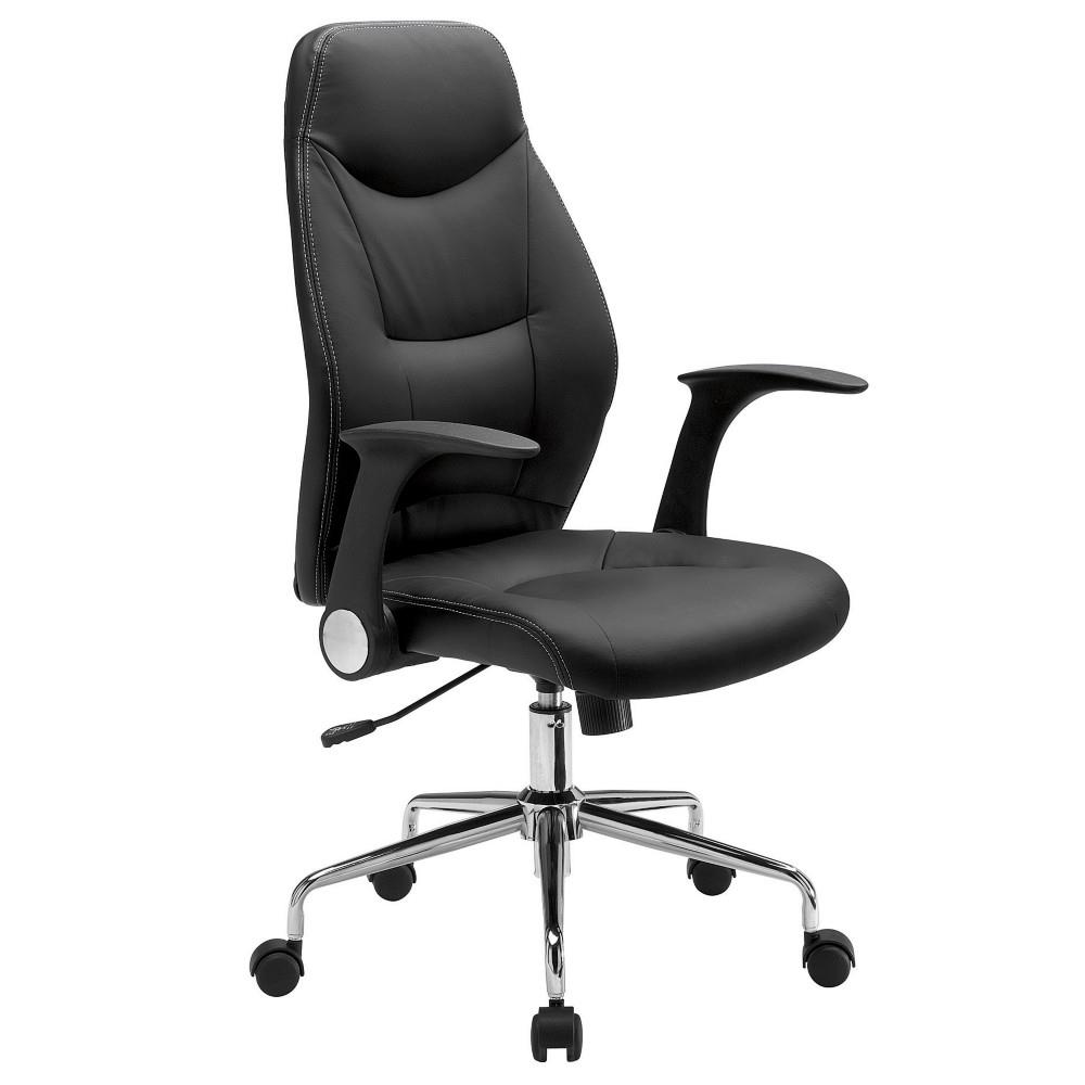Fauteuil direction Coxy - simili cuir - hauteur ajustable avec accoudoirs  roulettes - hauteur dossier 65 cm -  noir