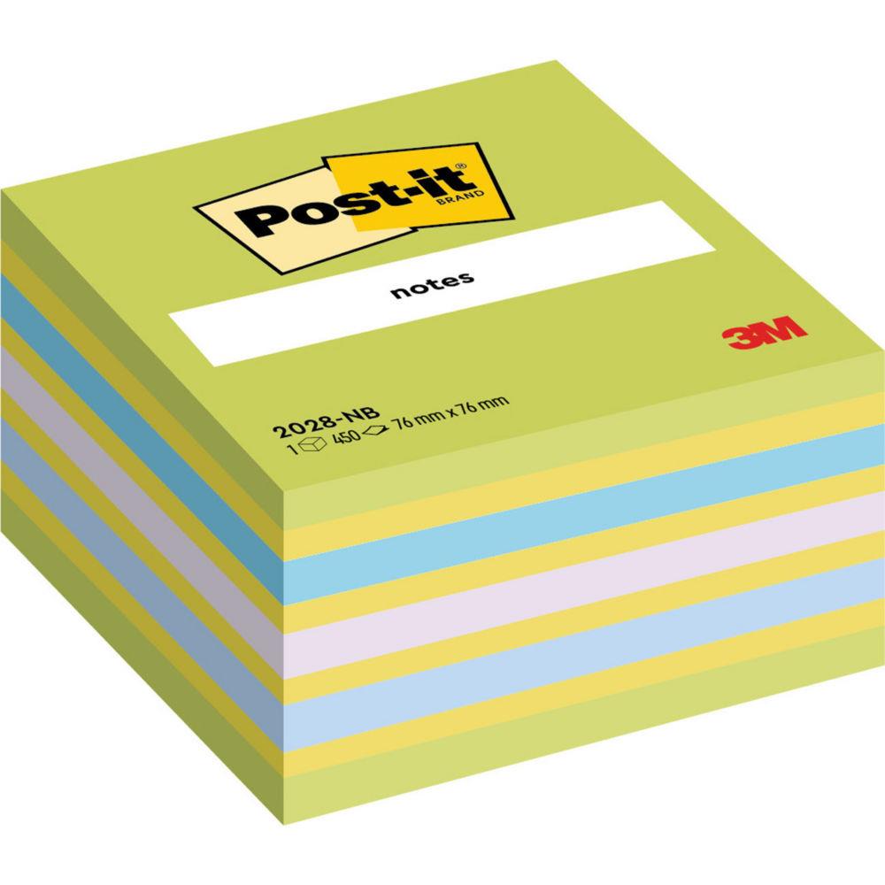 Cube Post-it Notes - repositionnables - 76 x 76 mm - cube de 450 feuilles - Coloris Lollipop bleu / vert