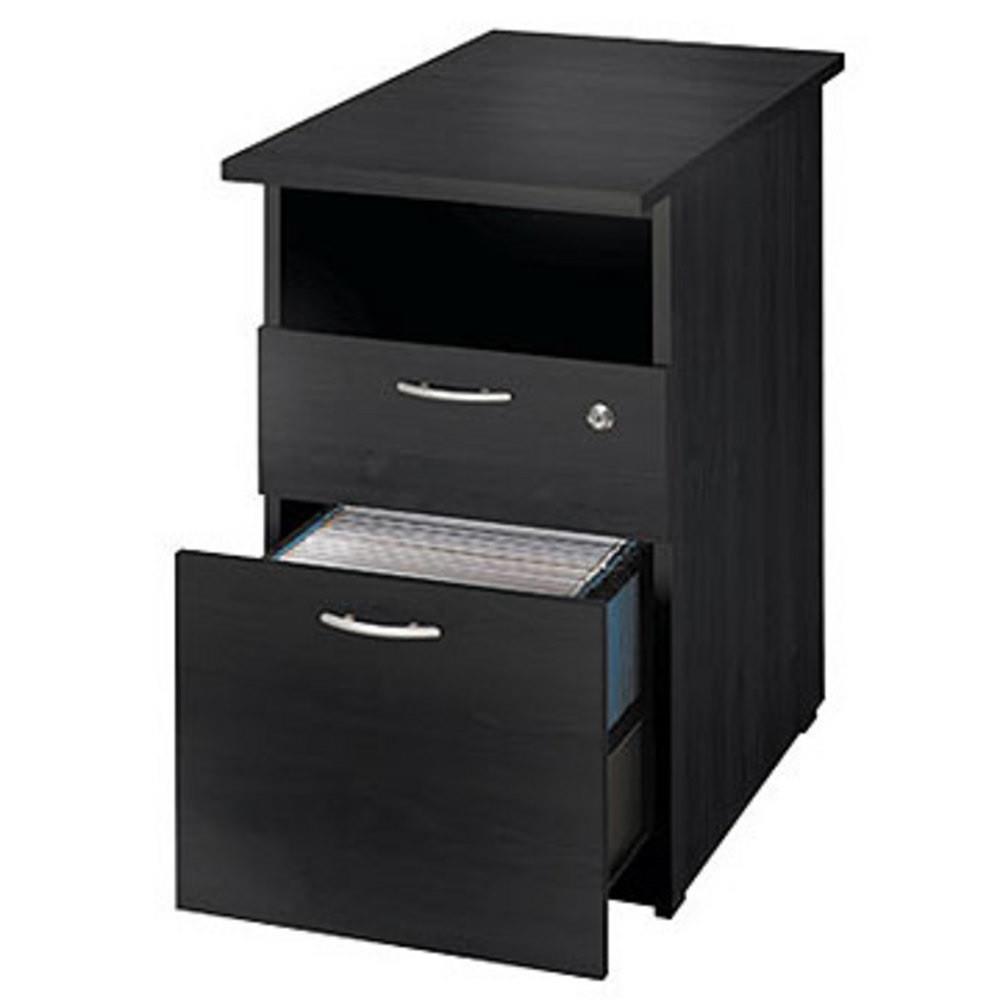 Caisson Pulse hauteur bureau - 2 tiroirs - prof. 80 cm - noir