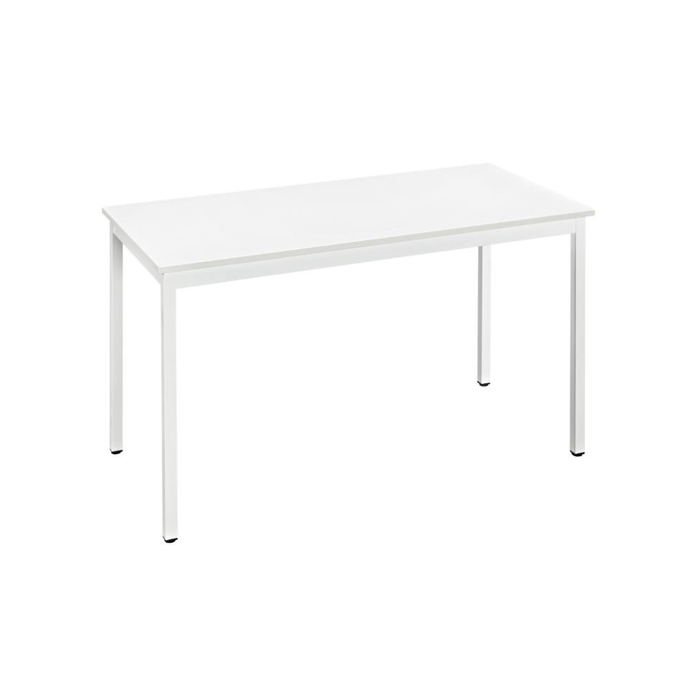 Table polyvalente rectangle - L 120 x P 60 cm - plateau blanc - pieds m�tal blancs