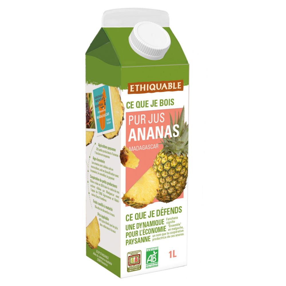 Pur jus d'ananas Bio Ethiquable 1 L - Lot de 8