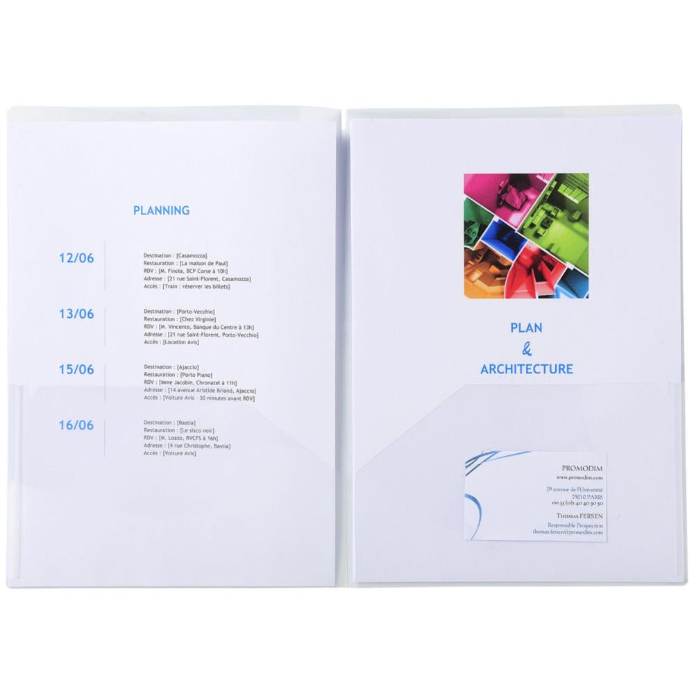 Chemise de prsentation Exacompta double poche pour document A4/ A3 - polypropylne transparent - cristal