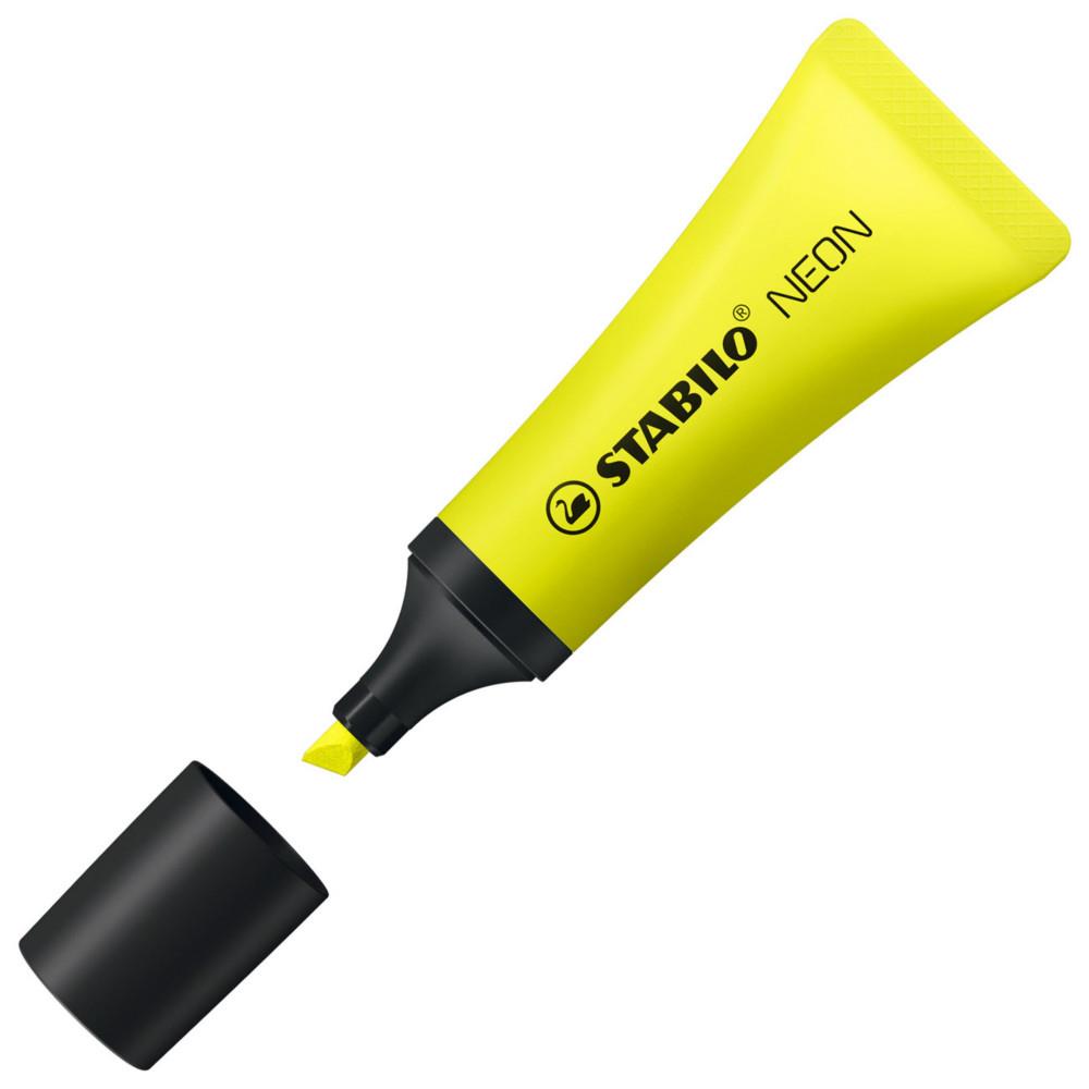 Surligneur tampon STABILO BOSS NEON - pointe biseaute - encre  base d'eau - jaune