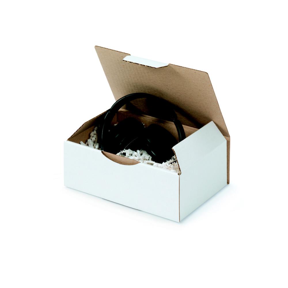 Bote d'expdition blanche RAJA en carton simple cannelure - L.int. 20 x l.14 x H.7,5 cm - Lot de 50