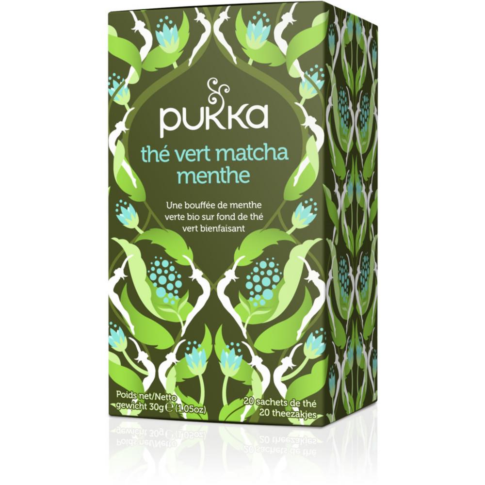 Boisson au th vert Matcha menthe biologique et quitable - menthe verte - th vert - th Sencha - bote de 20 sachets emballs individuellement - paquet 20 units