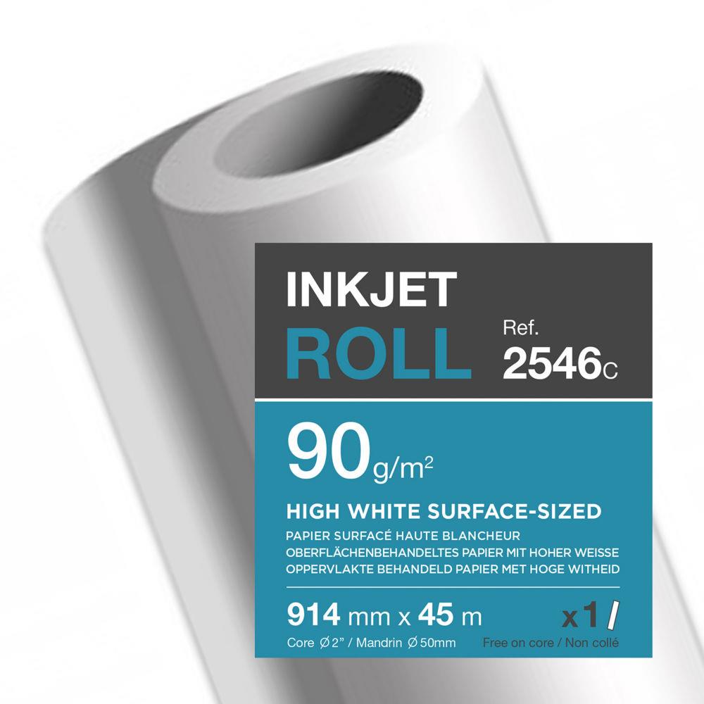 Bobine papier blanc Clairefontaine pour traceur - CIE164 - surfac - 90g - 0,914mmx45m