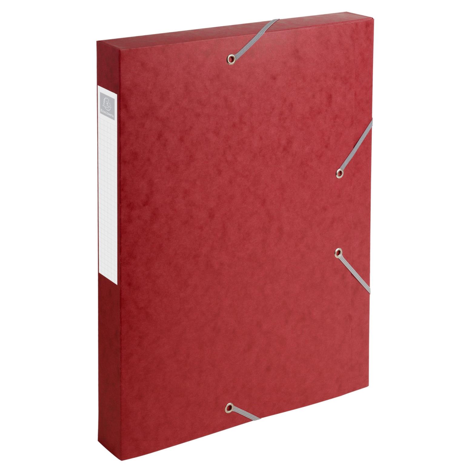 Bote de classement Cartobox - 3 rabats et lastiques - carte 7/10e - dos 40 mm - rouge