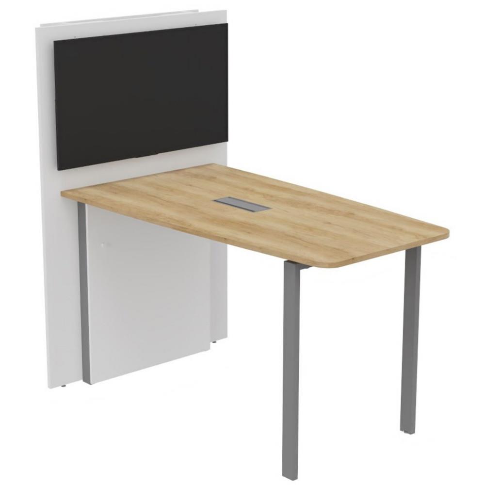 Table haute runion Streamline avec  mur technique L180 cm x H104 cm - Plateau Chne Nebraska Pieds mtal Alu