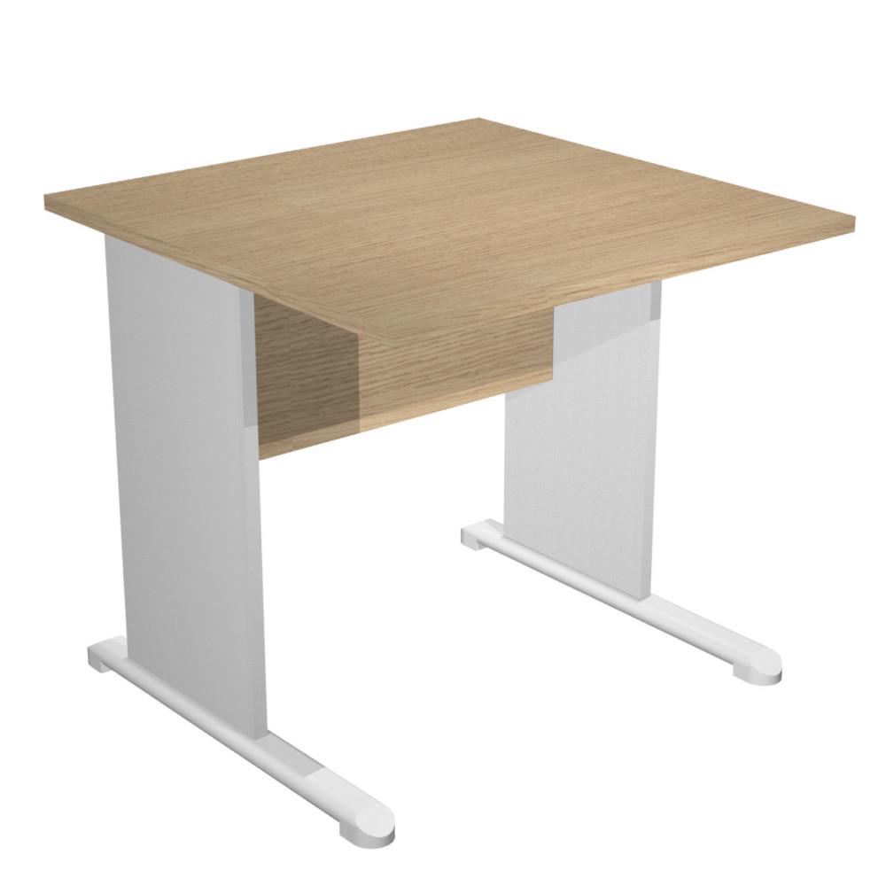 Bureau droit Pulse Tendance - L80 x P80 cm - plateau ch�ne - pieds L aluminium