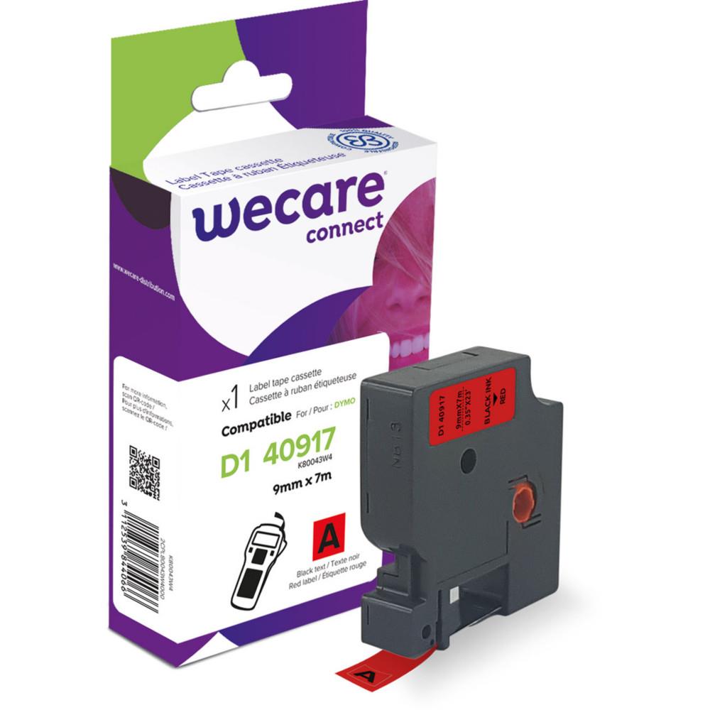 Ruban compatible Wecare D1 Dymo 40917 / S0720720 - 9 mm x 7 m - K80043W4 - Noir sur Rouge