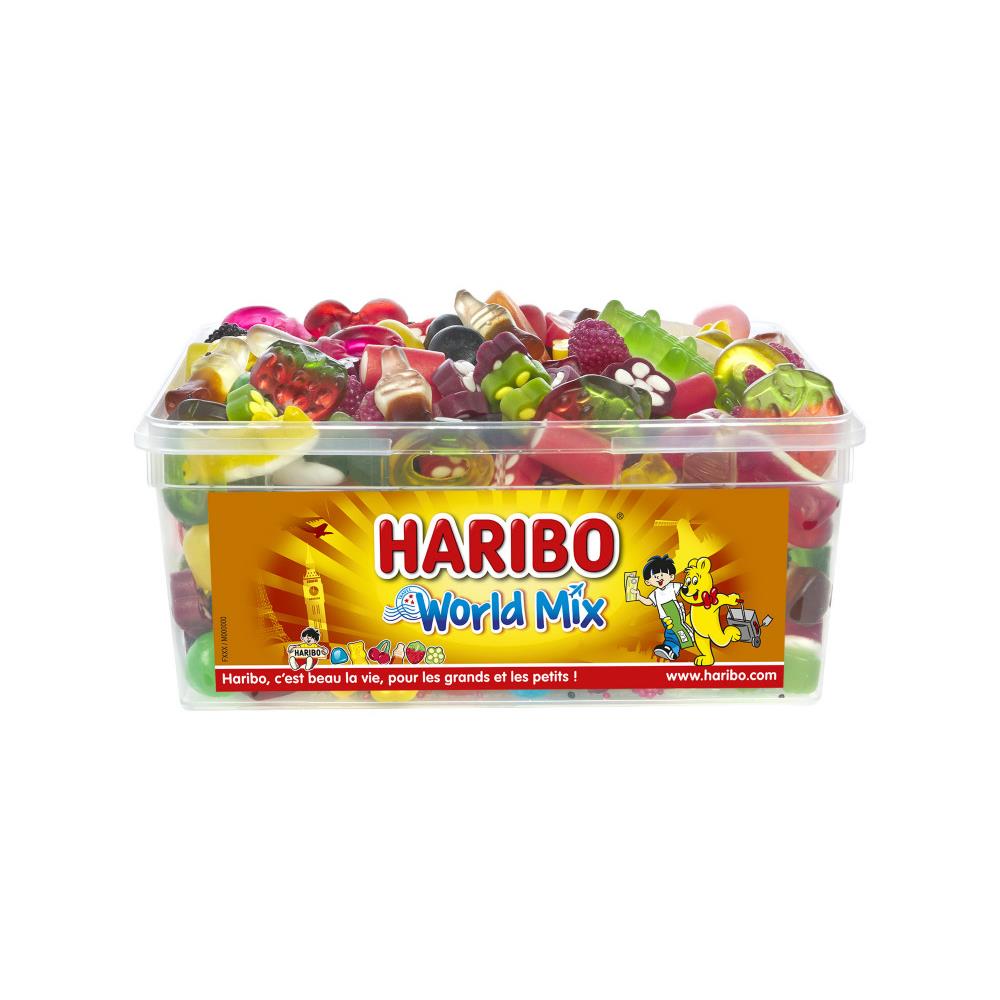 Assortiment de bonbons tendres Haribo World Mix parfums fruits - bote de 900g