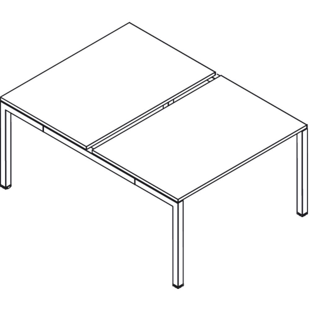 Ensemble 2 postes droit Tempo - L 140 x P 165 cm - plateau h�tre - 4 pieds aluminium