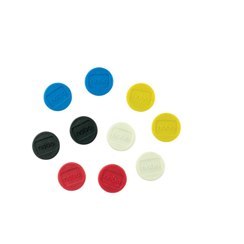 Aimant rond 24 mm Nobo  - Coloris assortis - Lot de 10