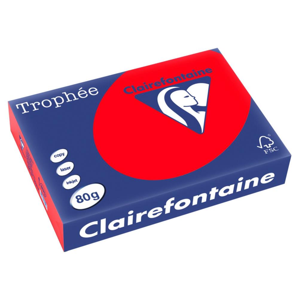 Papier couleur Trophe - rouge corail - 80 g - A4 - ramette de 500 feuilles