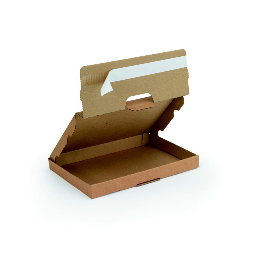 Bote postale extra-plate fermeture adhsive en carton simple cannelure brun - L.int. 30,5 x l.22 x H.2,5 cm - Lot de 50