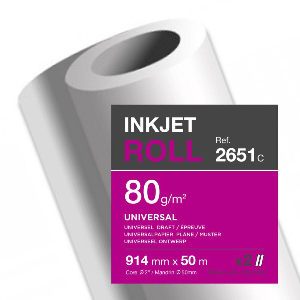 Bobine papier blanc pour traceur Clairefontaine - non couch - 80 g - 0,914 x 50 m