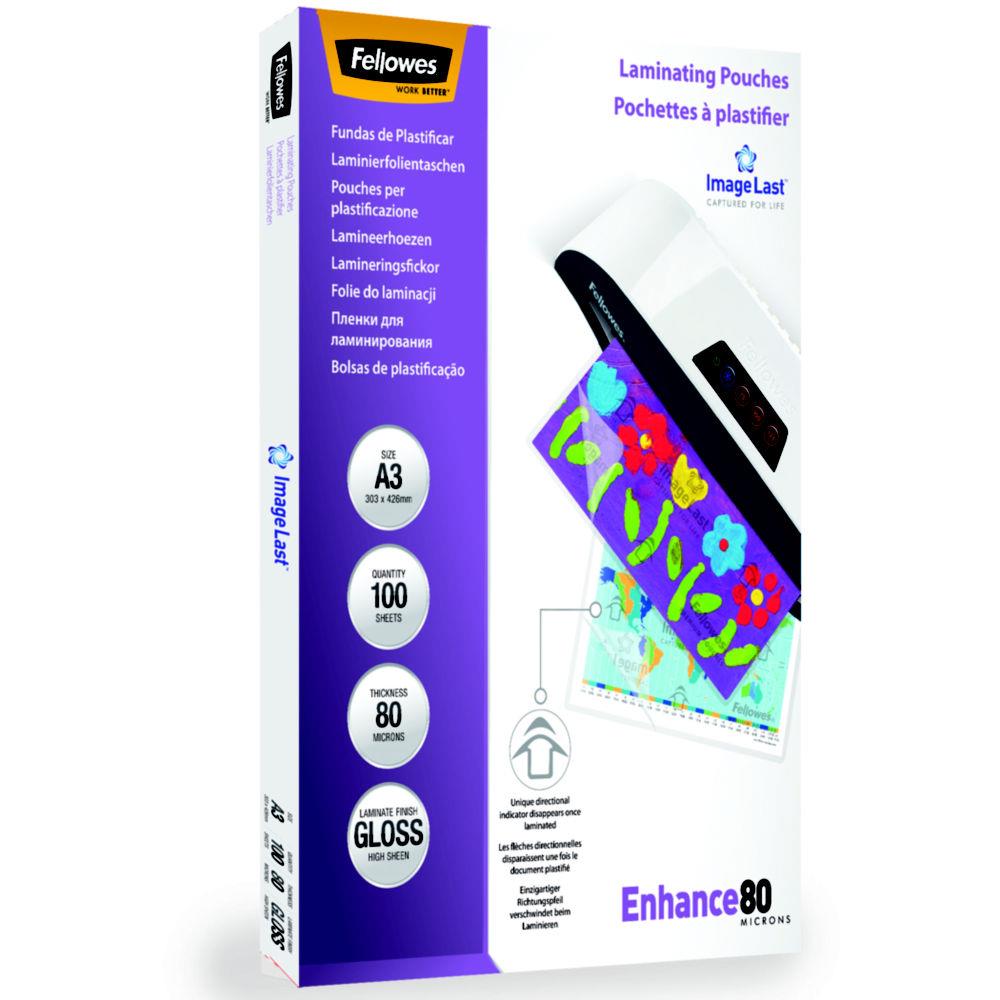 Pochettes de plastification Fellowes ImageLast A3 80 microns - bote de 100