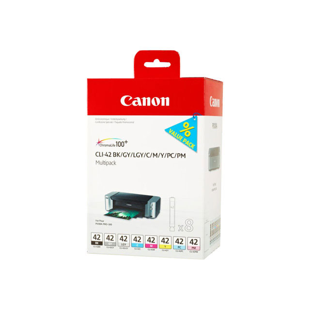 Cartouches pour imprimantes - Canon multipack de 8 cartouche d'encre cli-42 bk/gy/lgy/c/m/y/pc/pm