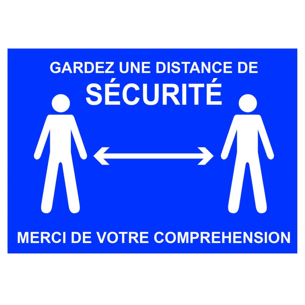 Panneau signalisation A4 vinyle adhsif Gardez une distance de scurit - 210 x 297 mm Bleu