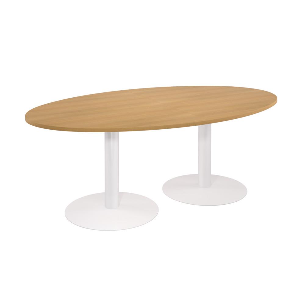 Table Modulaire ovale - pi�tement tulipe blanc - plateau h�tre