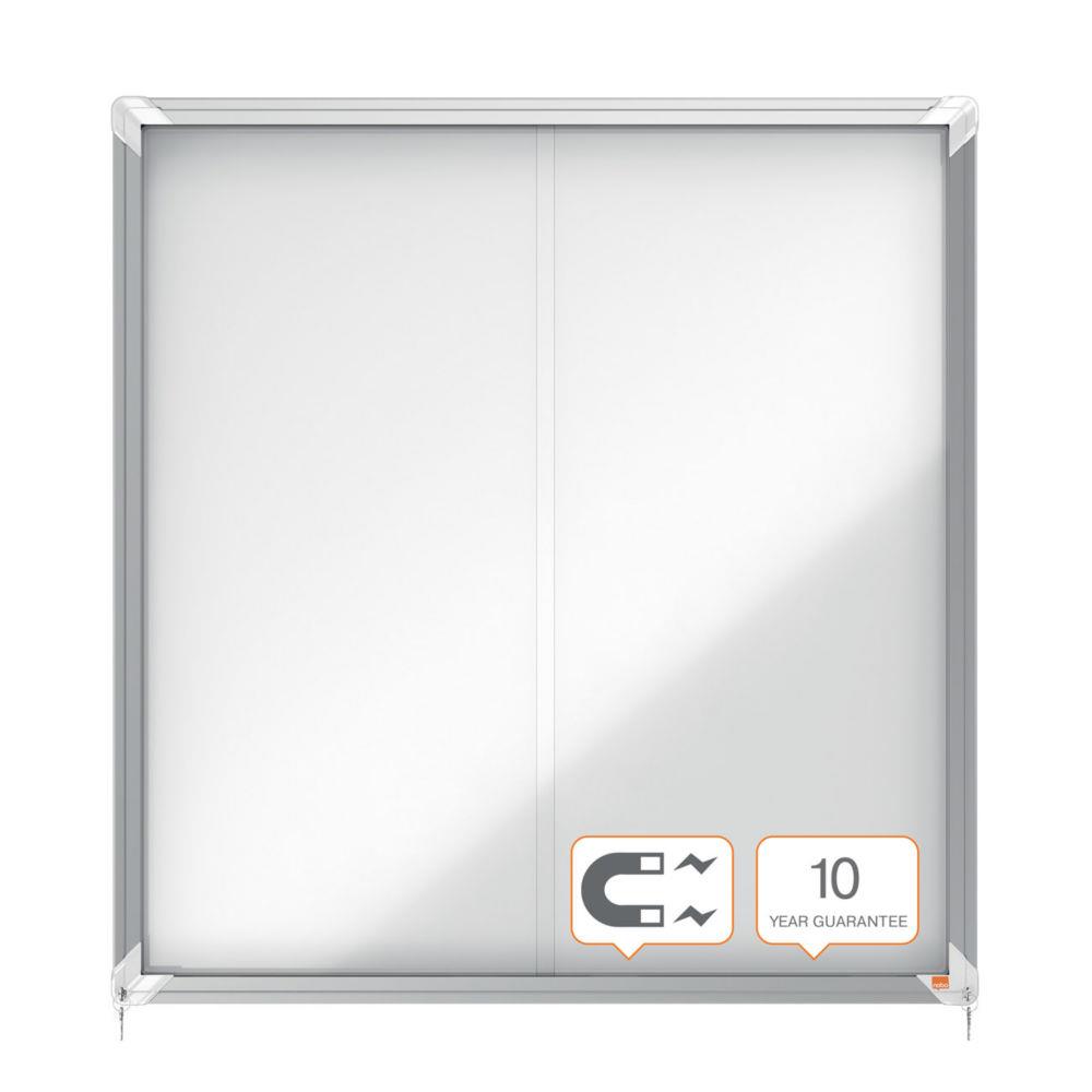 Vitrine d'intrieur Nobo Premium - Plus portes coulissantes fond magntique - 12 feuilles A4  - 92 x 97 cm