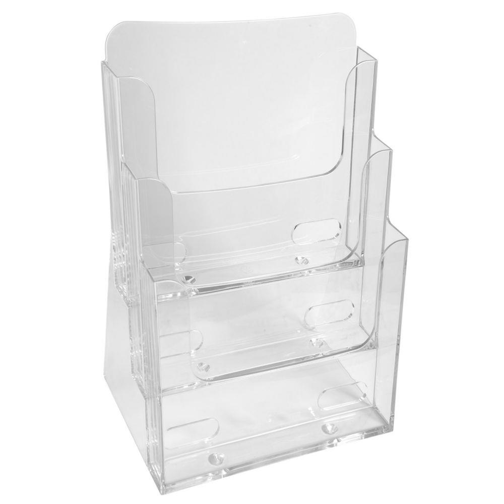 Prsentoir de table vertical de prospectus Exacompta Cristal - 3 compartiments A4 - Transparent
