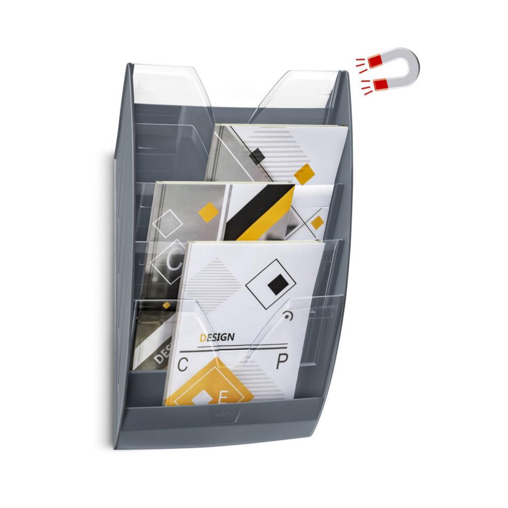 Prsentoir mural CEP mangtique 5 cases A4 - Gris fonc et cristal