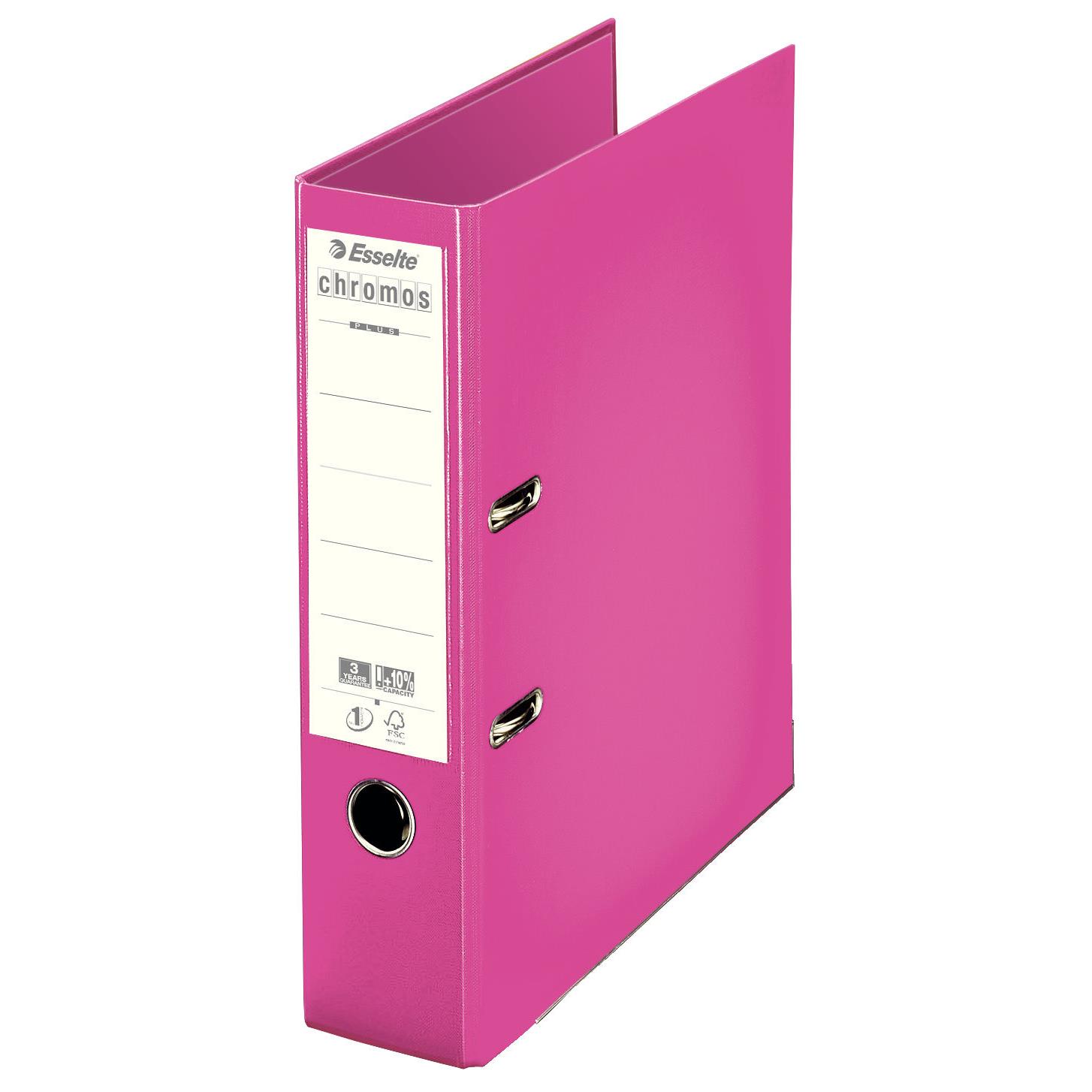 Classeur  levier Chromos Plus Esselte - dos de 8 cm - polypropylne - fuschia