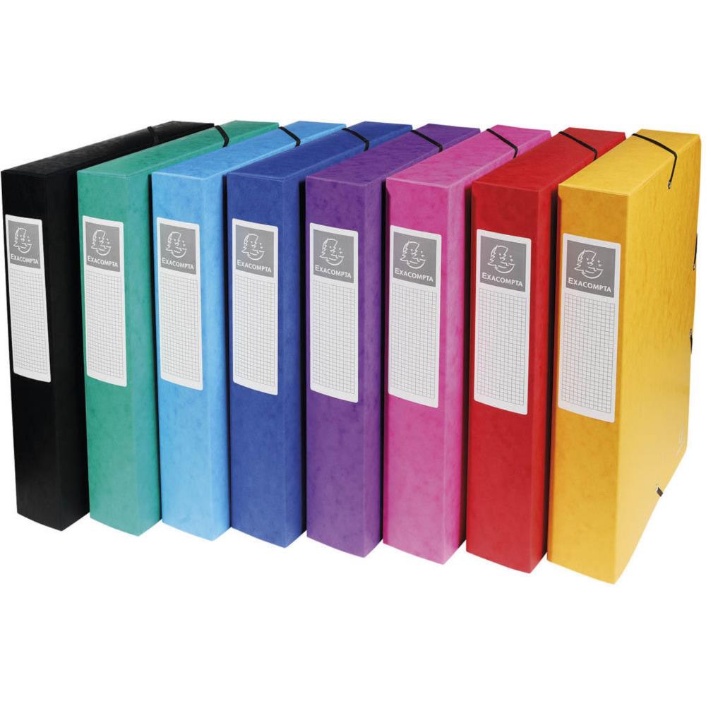 Bote de classement Exacompta Exabox - en carte lustre 7/10e - dos 6 cm - coloris assortis