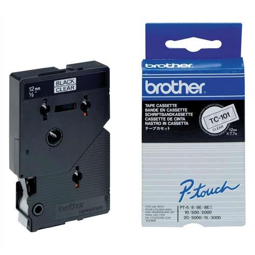 Cassettes Rubans Brother TC 101 - Ruban noir/transparent - 12 mm x 7,7 m