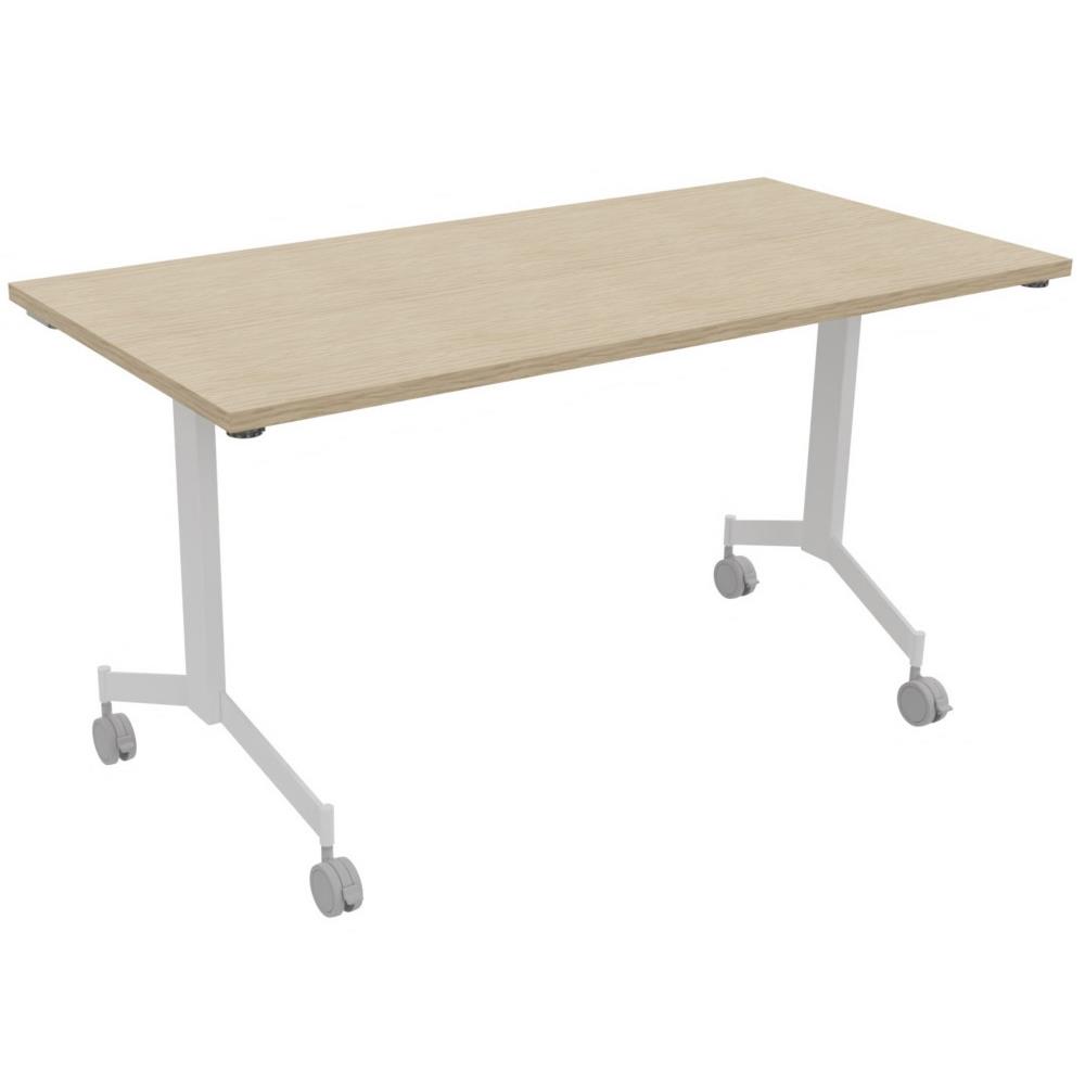 Table basculante  roulettes L140 x P70 cm ? Plateau Chne pieds Blanc