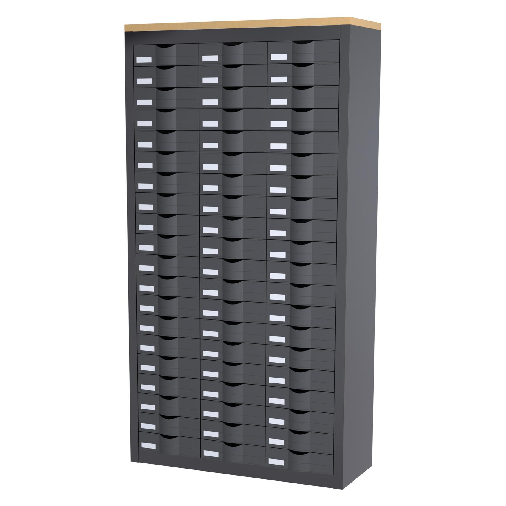 Armoire Papeflow - 3 colonnes Cycladis - 60 tiroirs - ht 169,5 cm - anthracite