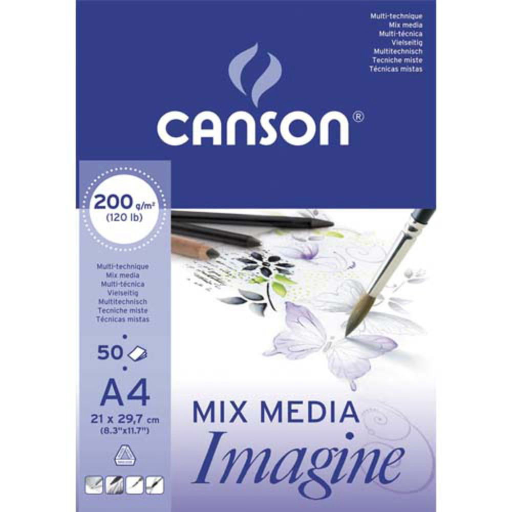 Bloc de 50 feuilles de papier dessin Canson Imagine - 200g - A4 - blanc