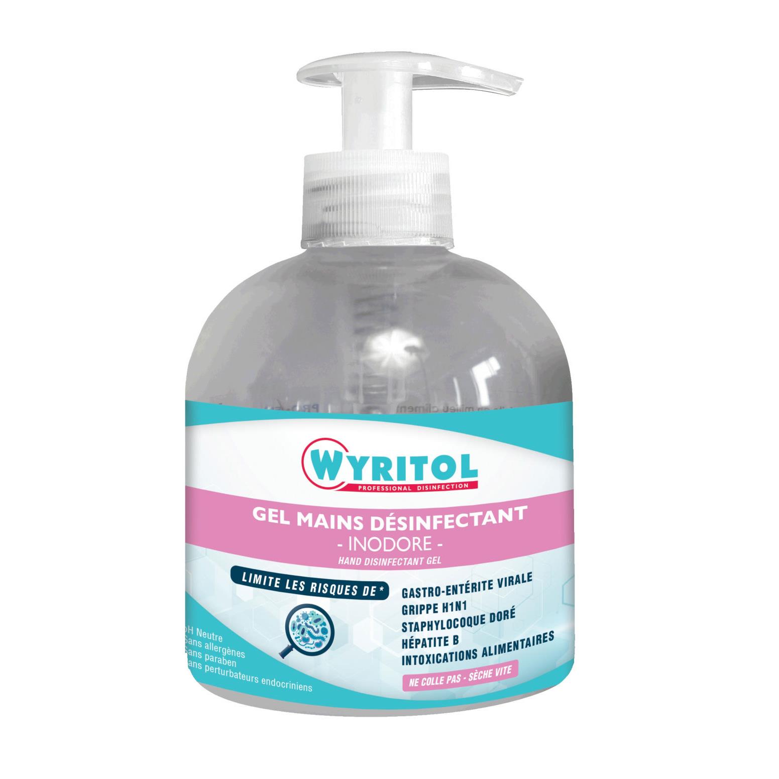 Gel dsinfectant Wyritol pour les mains - hydro-alcoolique - sans parfum - 300 ml